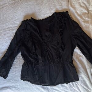 Lucky Brand 3/4 sleeve embroidered cotton blouse